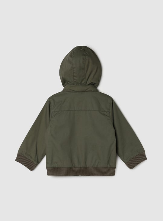 Boys Solid Hooded Bomber Jacket