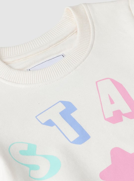 Girls Printed Ribbed Sweatshirt