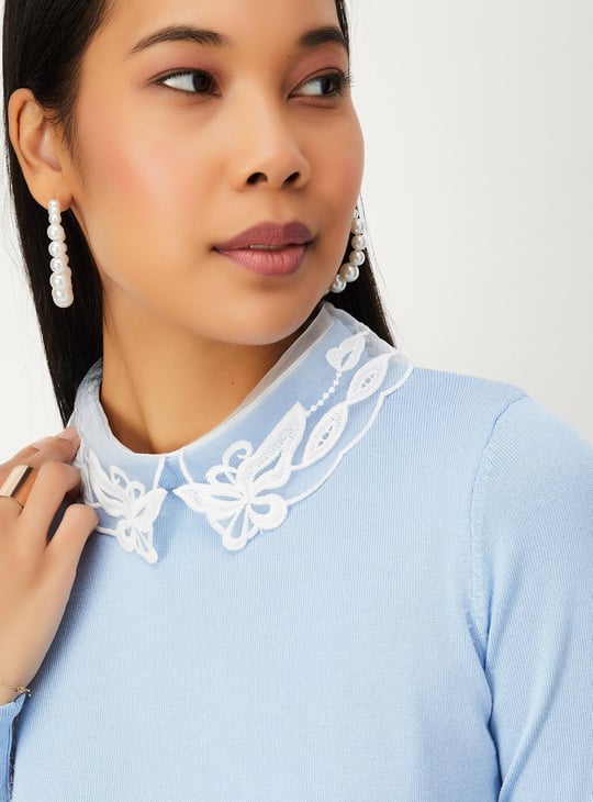 Women Lace Collar Knitted Jumper