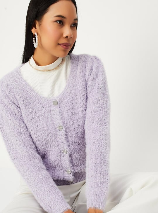 Women Cardigan with Embellished Button