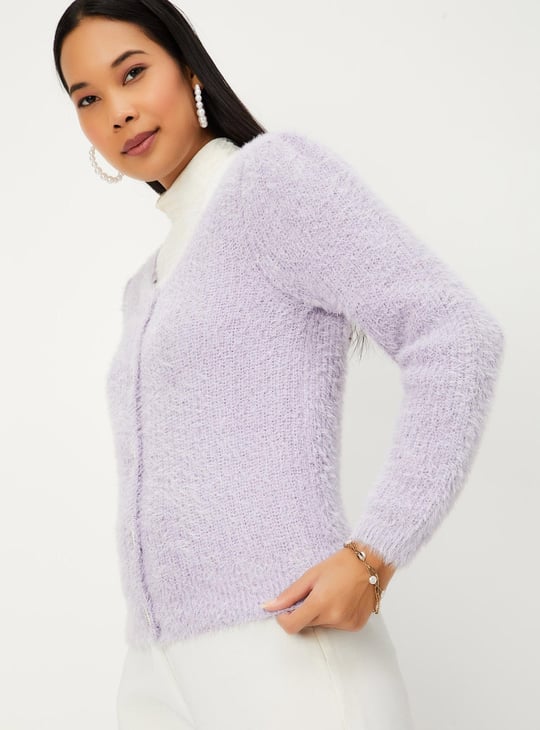 Women Cardigan with Embellished Button