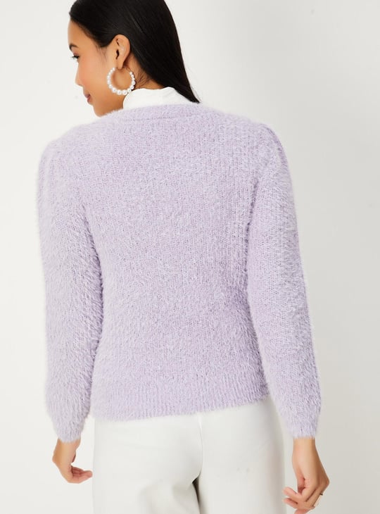 Women Cardigan with Embellished Button