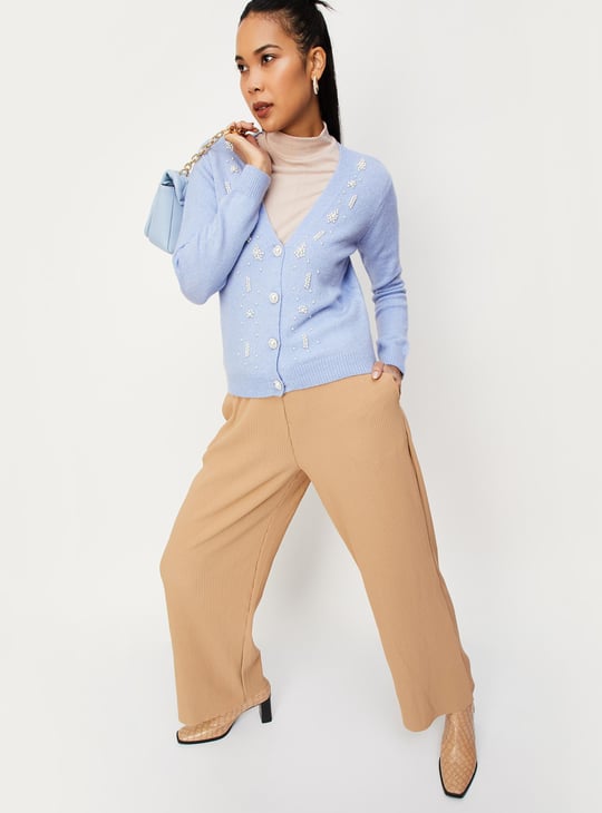 Women Pearl Embellished Cardigan