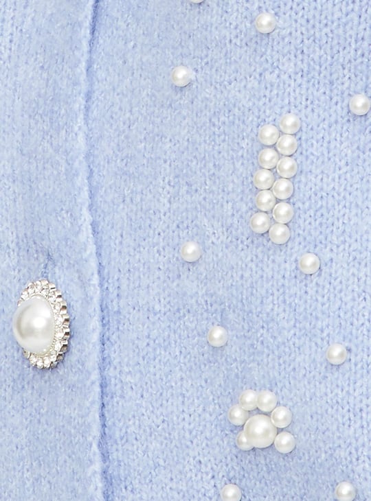 Women Pearl Embellished Cardigan
