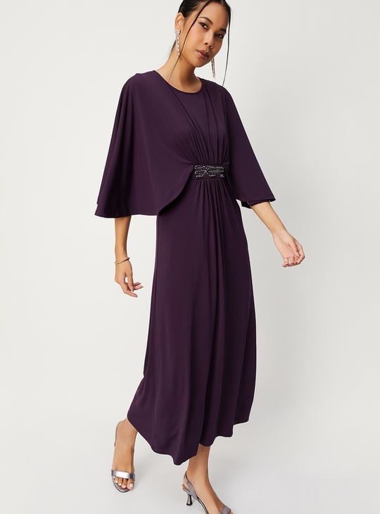 Women Embellished Capelet Maxi Dress