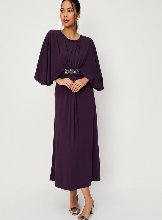 Women Embellished Capelet Maxi Dress