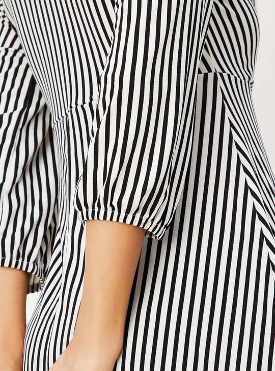 Women Striped Wrap Dress