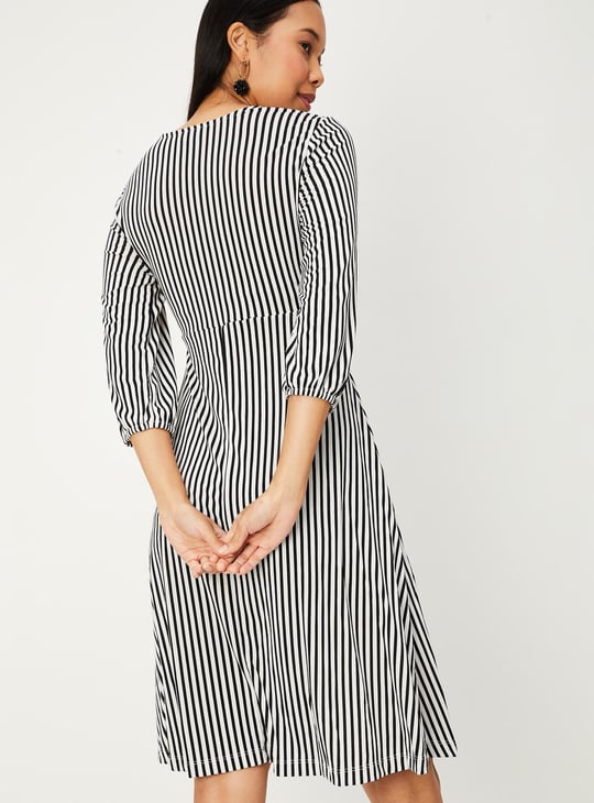 Women Striped Wrap Dress