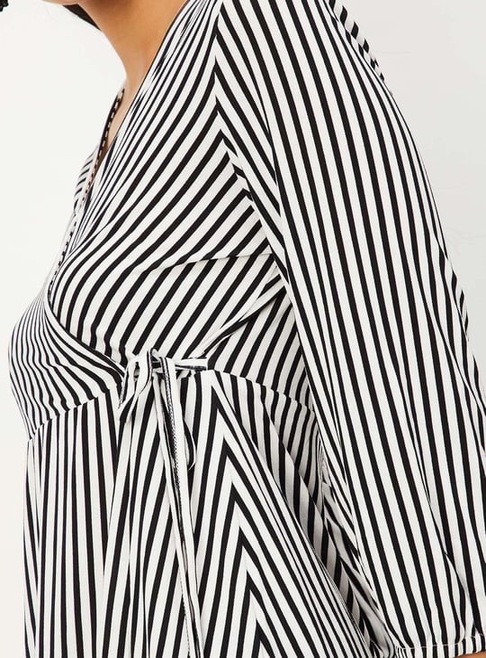 Women Striped Wrap Dress