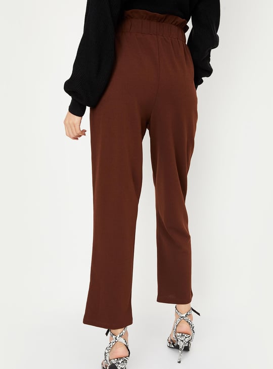 Women Solid High-Rise Trousers