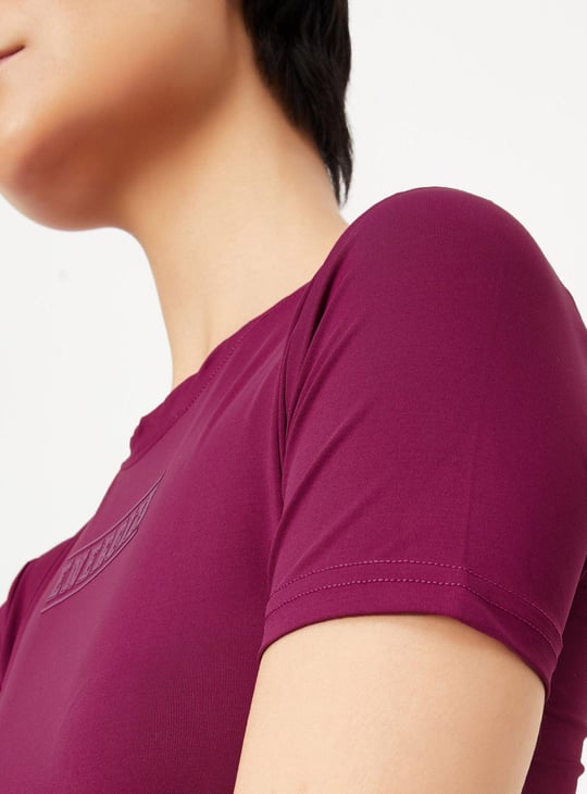 Women Printed Cropped Sports T-shirt