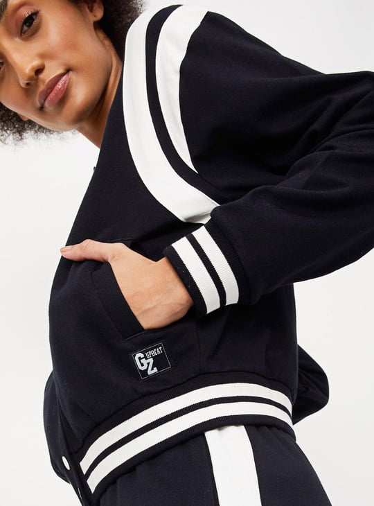 Women Baseball Collar Varsity Jacket