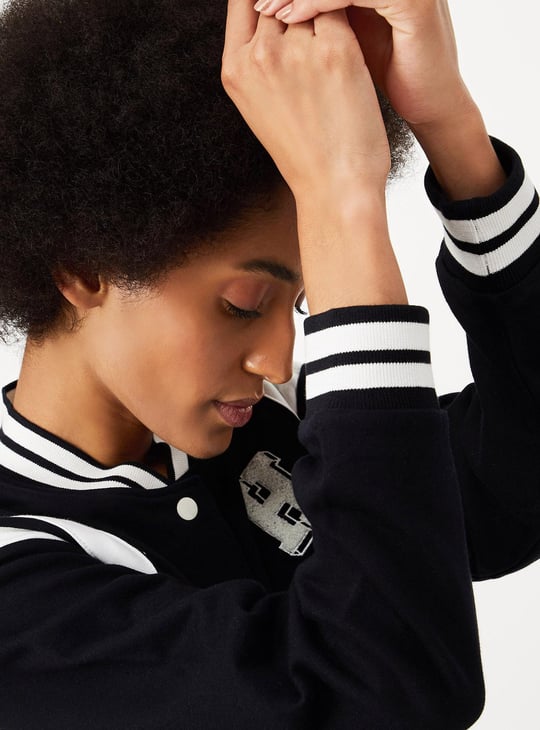 Women Baseball Collar Varsity Jacket