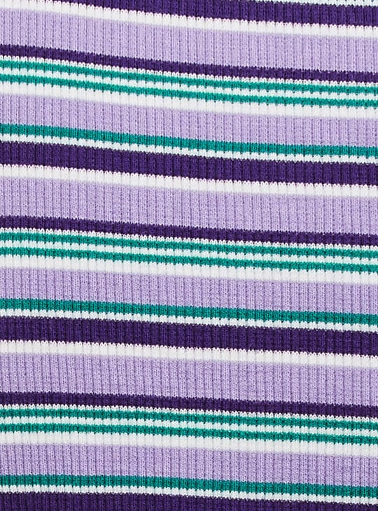 Women Striped Crop Polo T-shirt
