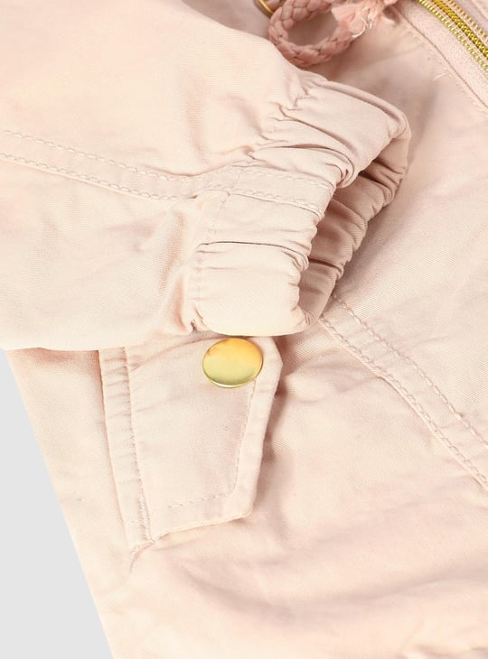 Girls Hooded Drawstring Waist Longline Jacket