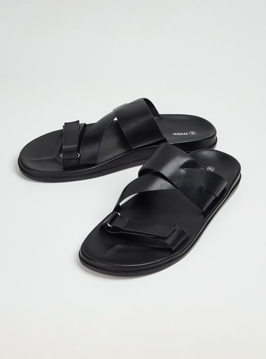 Men Solid Double Strap Sandals