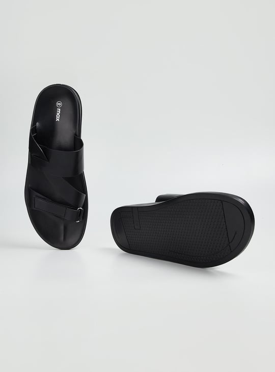 Men Solid Double Strap Sandals