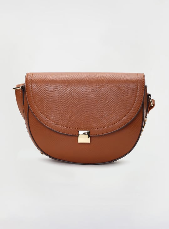 Women Textured Half Moon Sling Bag