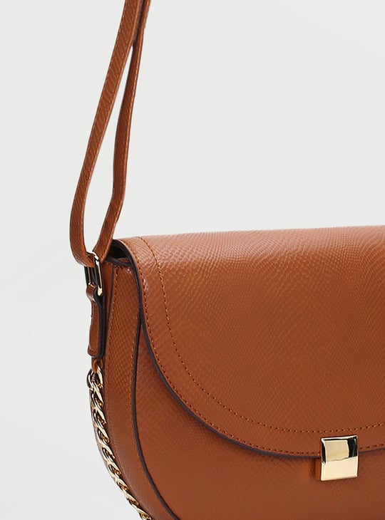 Women Textured Half Moon Sling Bag