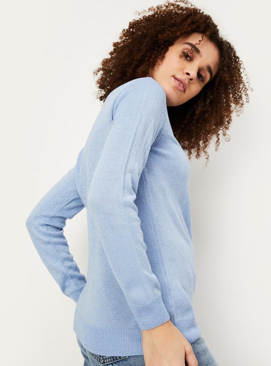 Women Solid Knitted Sweater