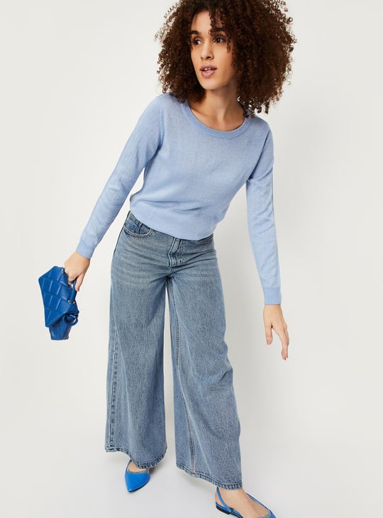 Women Solid Knitted Sweater