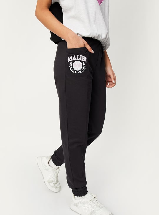 Jogging Pants Girls Dark Grey Joggers Girls Printed Elasticated