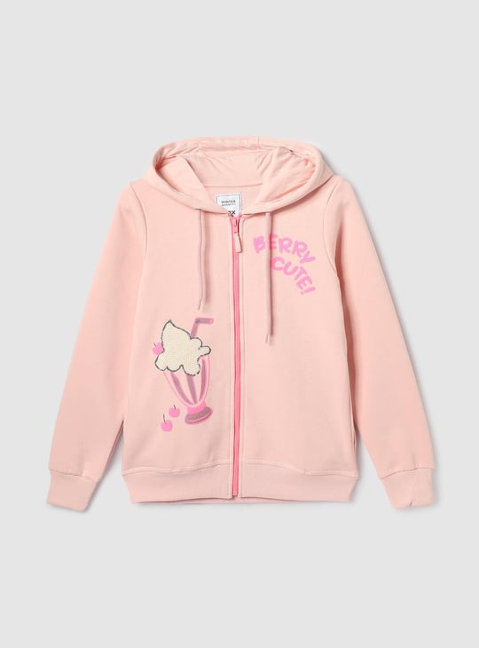 Girls Sequinned Zip Front Hoodie