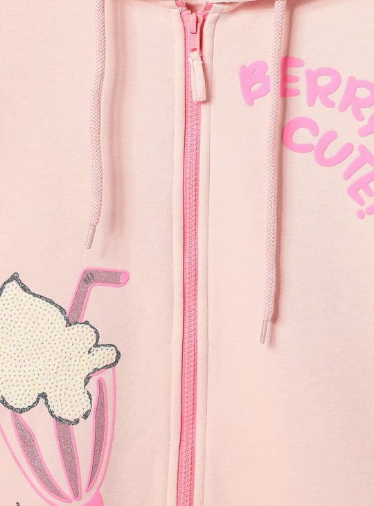 Girls Sequinned Zip Front Hoodie