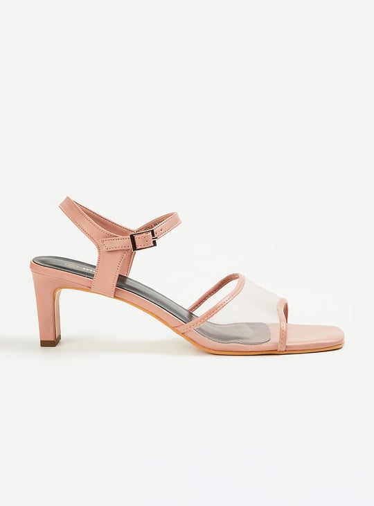 Women Mesh Block Heel Sandals