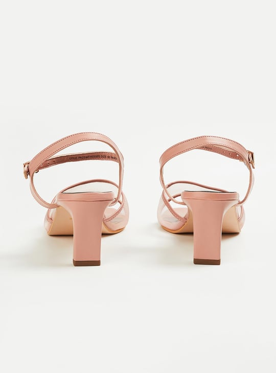 Women Mesh Block Heel Sandals