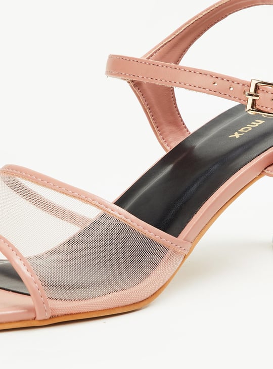 Women Mesh Block Heel Sandals