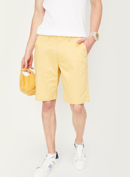 Men Solid Bermuda Shorts