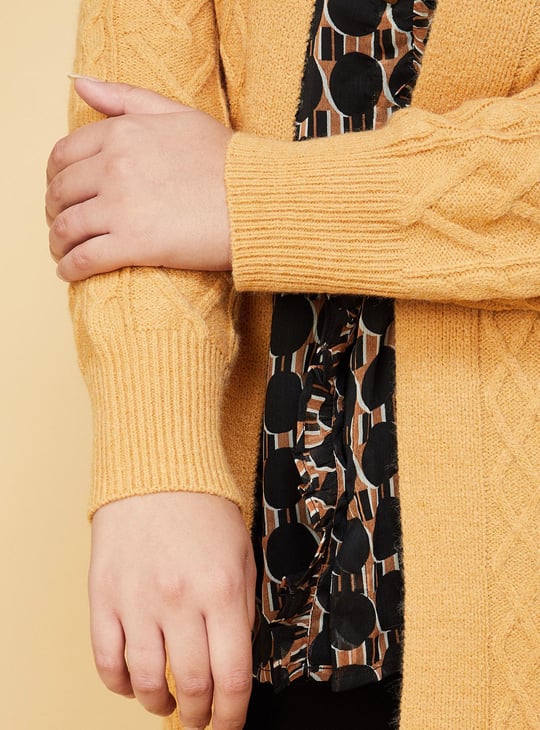 Women Cable Knit Hooded Cardigan