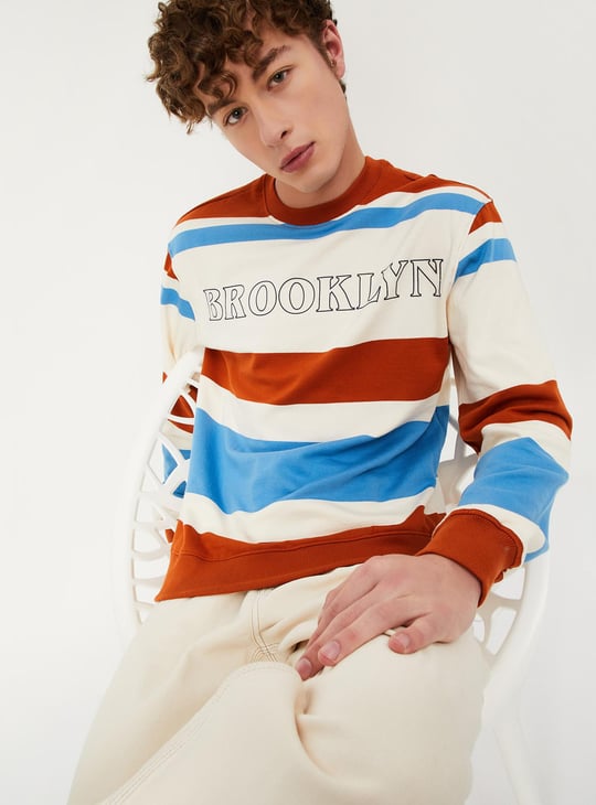 Men Striped Slim Fit Sweatshirt