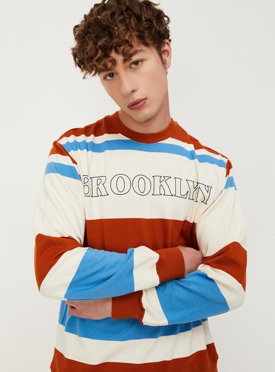 Men Striped Slim Fit Sweatshirt