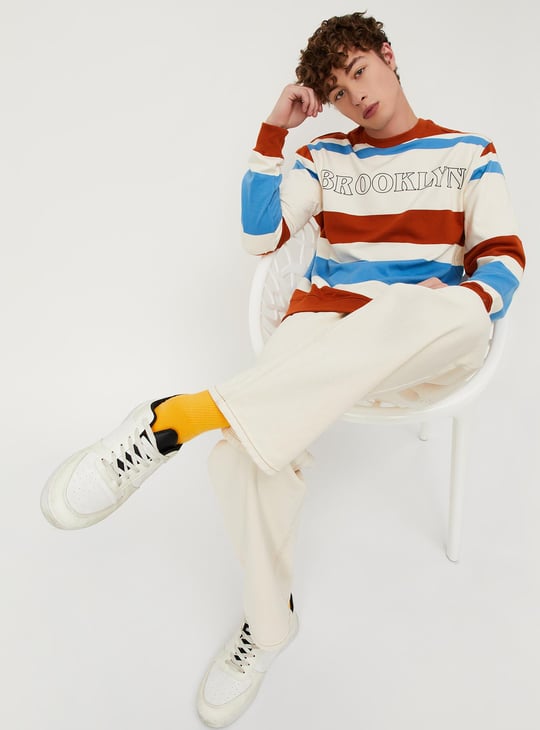 Men Striped Slim Fit Sweatshirt