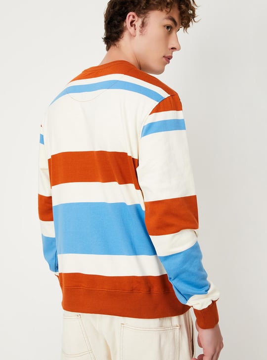 Men Striped Slim Fit Sweatshirt