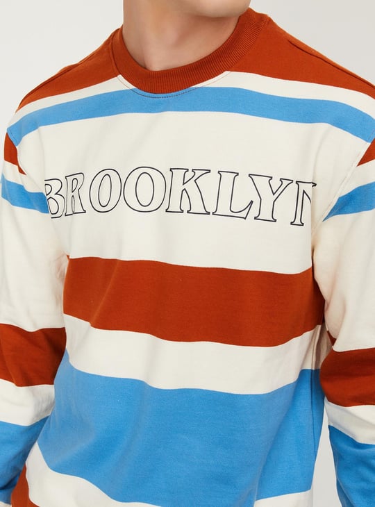 Men Striped Slim Fit Sweatshirt