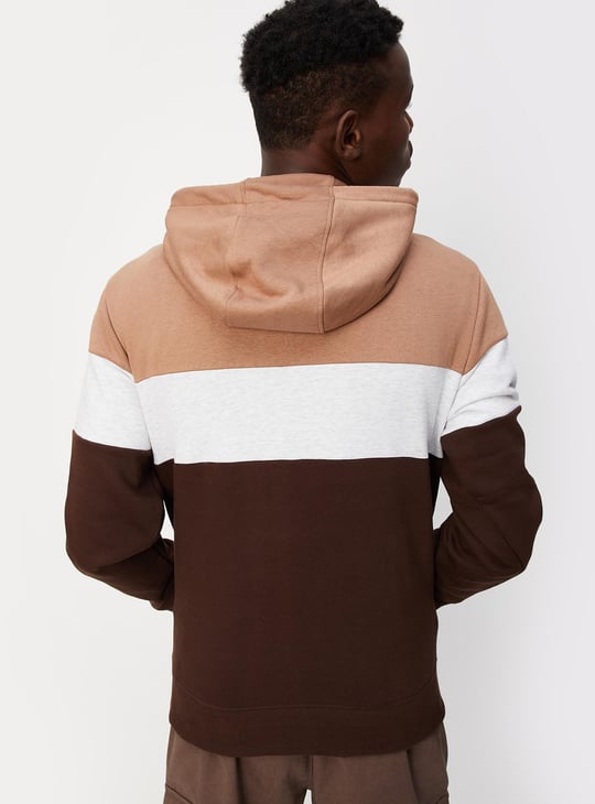 Men Colourblocked Hooded Sweatshirt