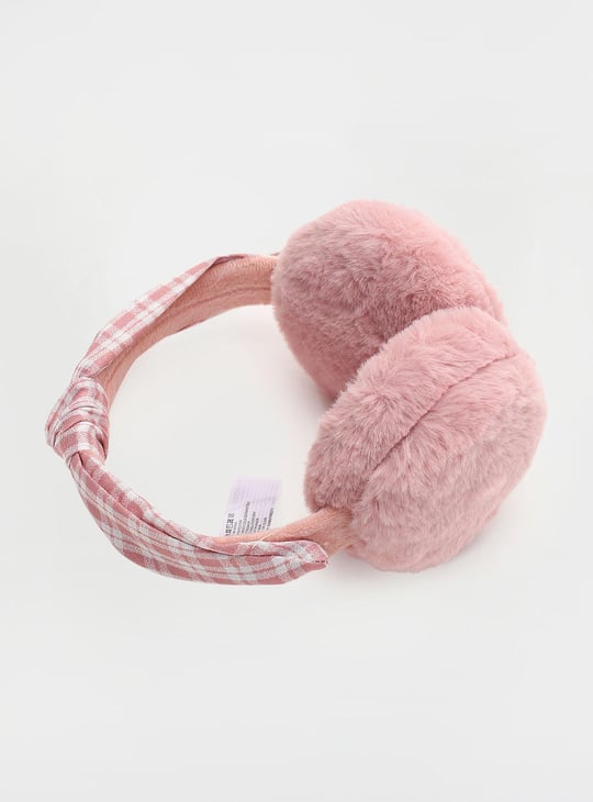 Women Checked Bow-Detailed Earmuffs