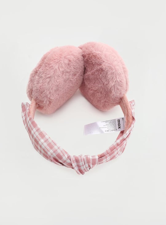 Women Checked Bow-Detailed Earmuffs