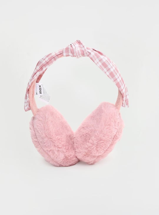 Women Checked Bow-Detailed Earmuffs
