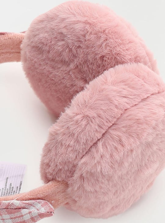 Women Checked Bow-Detailed Earmuffs