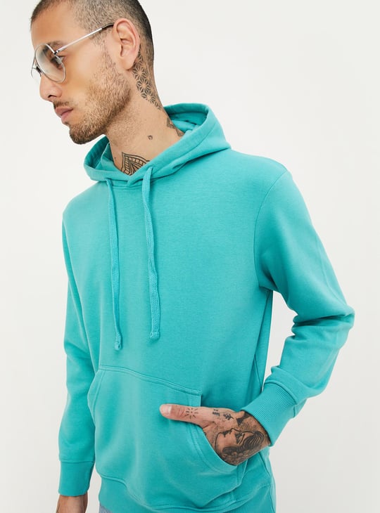 Men Solid Hooded Sweatshirt