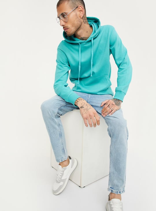 Men Solid Hooded Sweatshirt