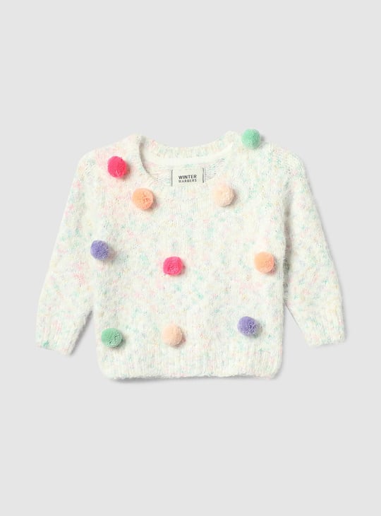 Girls Pom Pom Fuzzy Sweater