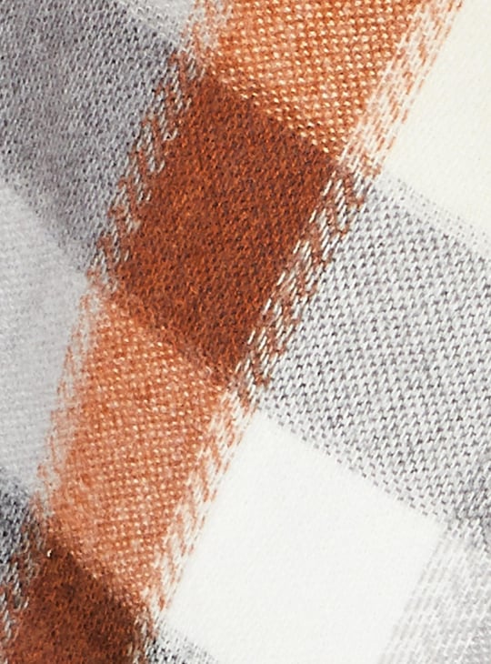 Women Checked Cape Shawl