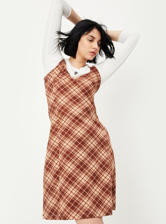 brown burgundy dress Khaki Cord Alessa Pinafore Mini Dress