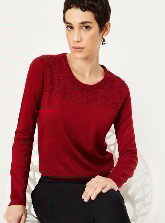 Women Lace Detailed Yolk Knitted Sweater