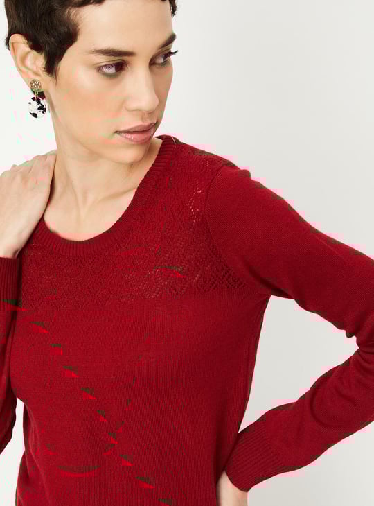 Women Lace Detailed Yolk Knitted Sweater